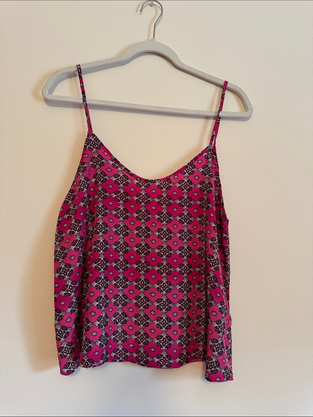 Women's Pink Patterned Spaghetti Strap Tank Top